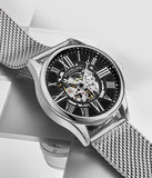 Stuhrling Herren Automatikuhr mit Mesh-Armband – Skelettierter Klassiker
