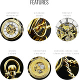 Stuhrling Original 6053.33333 Taschenuhr – Mechanische Herrenuhr mit Vergoldung