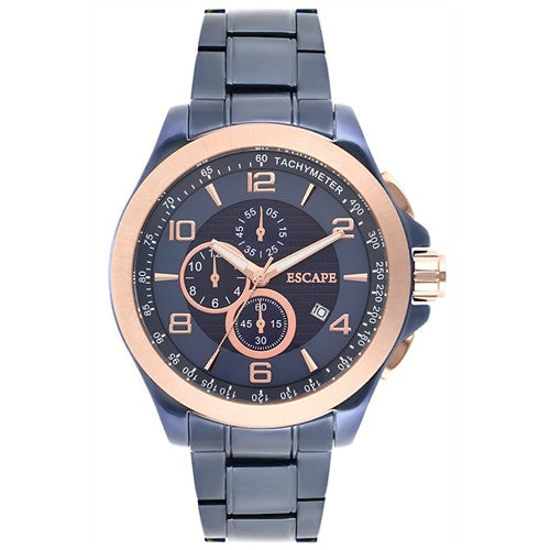ESCAPE Chronograph Uhr – Blaues Zifferblatt mit Tachymeter