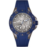 GUESS Herrenuhr W0034G6 – Blaues Silikonarmband & Anthrazit Zifferblatt