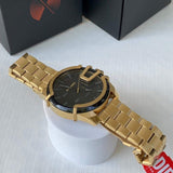 DIESEL Herrenuhr, Goldfarben, Chronograph – Edelstahl & Quarzwerk