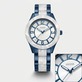 GUESS Damen Uhr Armbanduhr Blau Weiß Perlmutt-Optik Neu mit Etikett Elegent
