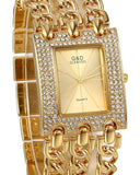 [Brand Name] Damen Uhr Rechteckig mit Strass – Elegante Quarz Armbanduhr in Gold & Silber