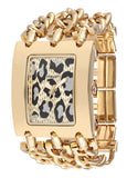 Jordache Damen-Uhr Leoparden-Design Goldene Kette