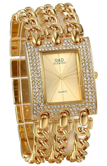 [Brand Name] Damen Uhr mit Strass & Panzerkette