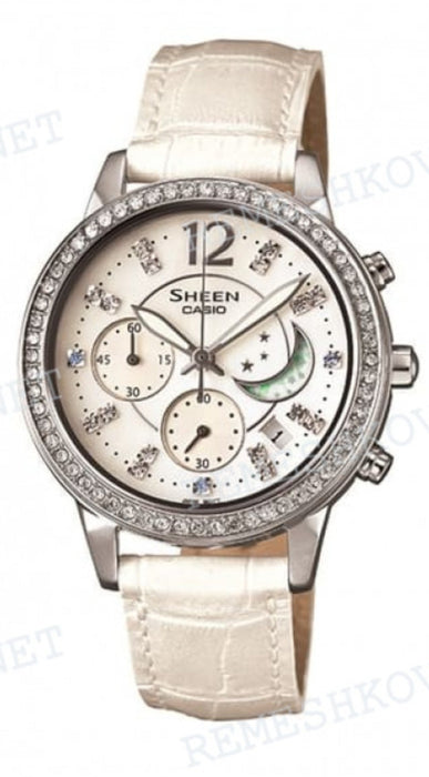 Casio Sheen Damenarmbanduhr rosa Lederarmband