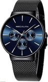 Megalith Herrenuhr Schwarz Edelstahl Mesh - Elegante Quarz Uhr mit Datum