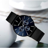 Megalith Herrenuhr Schwarz Edelstahl Mesh - Elegante Quarz Uhr mit Datum