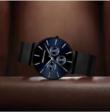Megalith Herrenuhr Schwarz Edelstahl Mesh - Elegante Quarz Uhr mit Datum