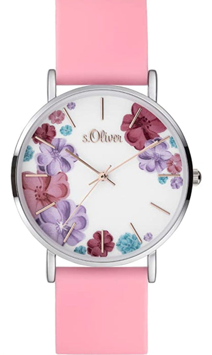 s.Oliver Damen Uhr Quarzwerk Pinkes Armband
