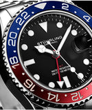 Stuhrling Original Herren GMT Uhr – Edelstahl Jubiläumsarmband, Dual Time Zone