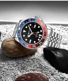 Stuhrling Original Herren GMT Uhr – Edelstahl Jubiläumsarmband, Dual Time Zone