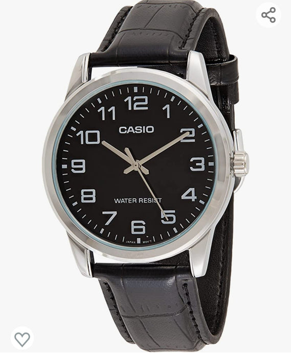Casio Herrenuhr mit Lederarmband Silber