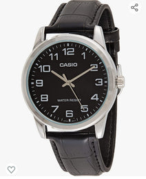 Casio Herrenuhr mit Lederarmband Silber