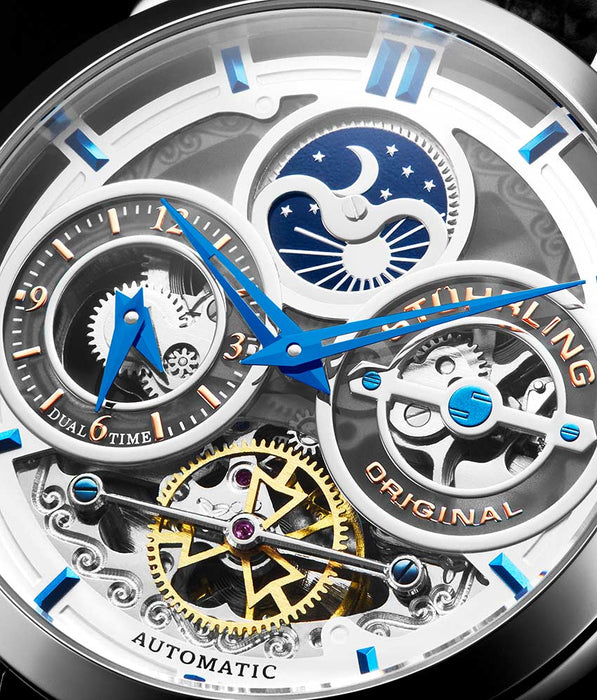 Stuhrling Skelettuhr Herren – Automatiku & Lederarmband