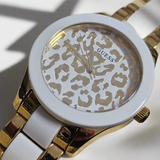 GUESS Damenarmbanduhr W0344L1 – Leopard Look in Gold/Silber/Weiß – Neu