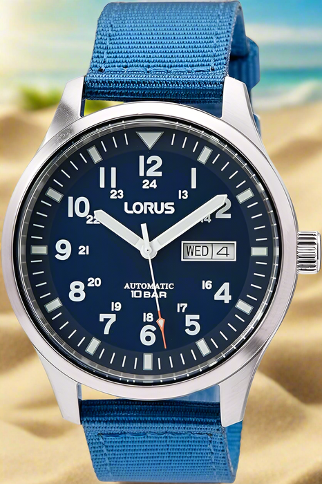 Lorus Herrenuhr Automatik Blau Edelstahl