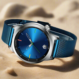 Herrenuhr Blau Analog Blau und Silber Farbe, ÖZEN SAAT