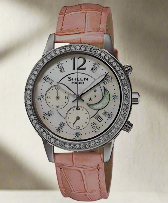 Casio Sheen SHE-5018L Damenuhr mit Lederarmband