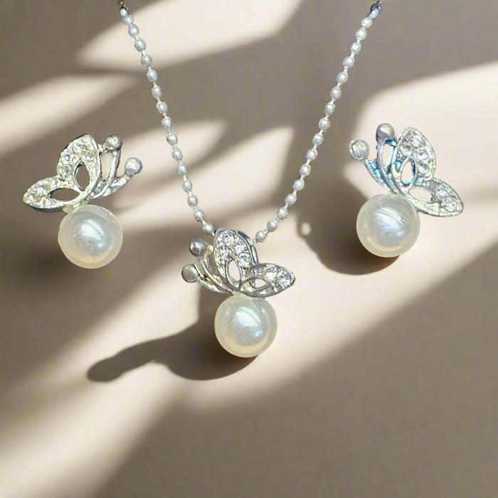 Damen Schmuck Set Silber Halskette & Ohrringe