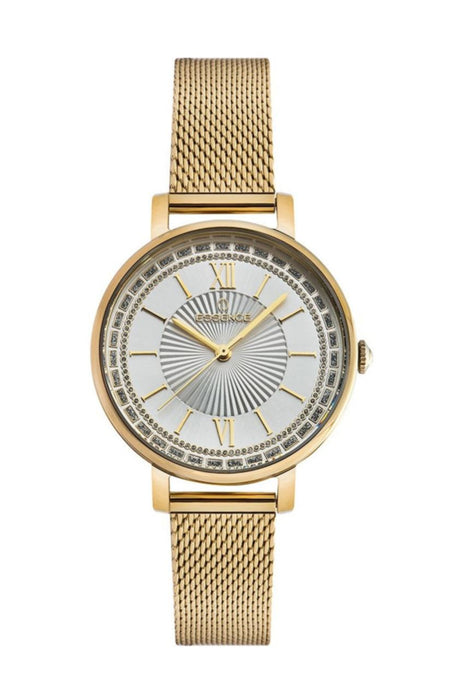 Essence Damenarmbanduhr – Goldfarbenes Geflechtarmband