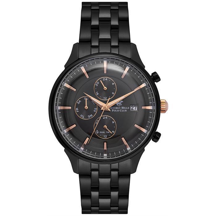 Beverly Hills Polo Club Herren Uhr Edelstahl Schwarz