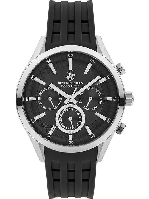Beverly Hills Polo Club Herrenuhr Edelstahl Leder Quarz Uhr