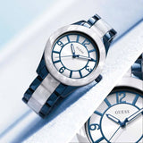 GUESS Damen Uhr Armbanduhr Blau Weiß Perlmutt-Optik Neu mit Etikett Elegent