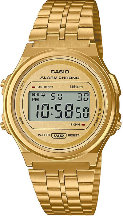 Casio A171WEG-9ADF Damen Uhr mit Edelstahlarmband