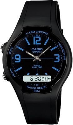 Casio AW-90H-2BVDF Herren Digitaluhr Edelstahl