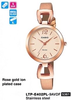Casio Damen Uhr LTP-E402PL-9AVDF Edelstahlarmband