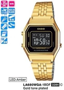 Casio LA680WGA-1BDF Damen-Uhr Edelstahl