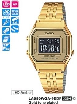 Casio LA680WGA-9BDF Damen Uhr Retro-Design