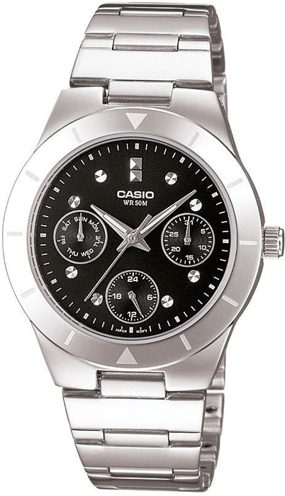 CASIO LTP-2083D-1AVDF Damen Uhr – Edelstahl & Leder