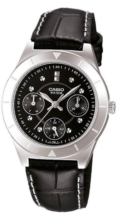 CASIO LTP-2083L-1AVDF Damen-Uhr mit Lederarmband