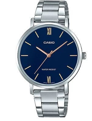 CASIO LTP-VT01D-2BUDF Damen-Uhr mit Lederarmband