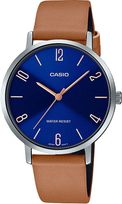 CASIO LTP-VT01L-2B2UDF Damen-Uhr mit Lederarmband