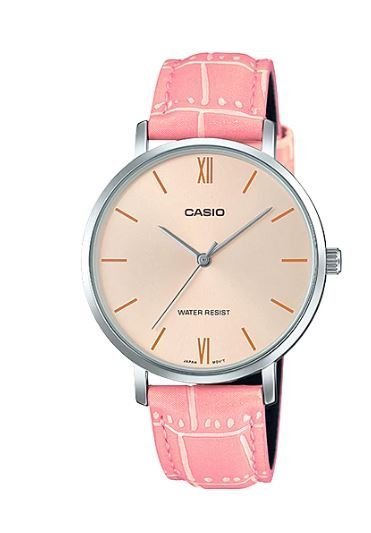 CASIO LTP-VT01L-4BUDF Damen-Uhr mit Lederarmband