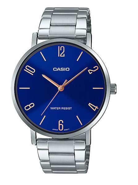 Casio MTP-VT01D-2B2UDF Herrenuhr Edelstahlarmband