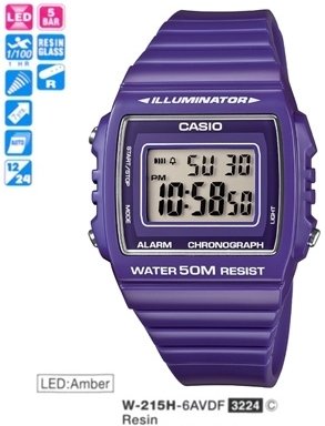 Casio W-215H-6AVDF - Schwarze Digitale Uhr