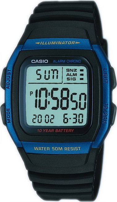 CASIO W-96H-2AVDF Blaue Herrenuhr mit LCD-Display