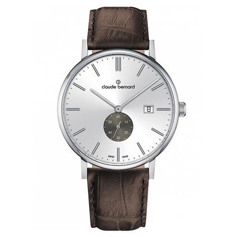 Claude Bernard Herren Uhr – Edelstahl & Lederarmband