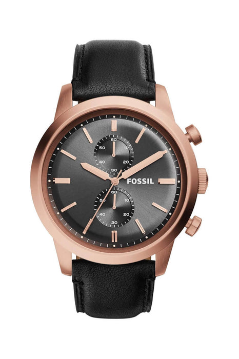 Fossil Herrenuhr Roségold Lederarmband
