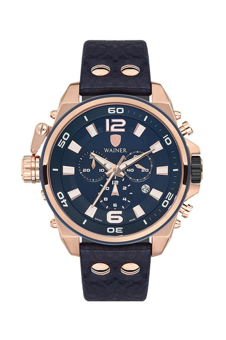 Wainer WA.10980-S Herrenuhr mit Chronograph & Lederarmband