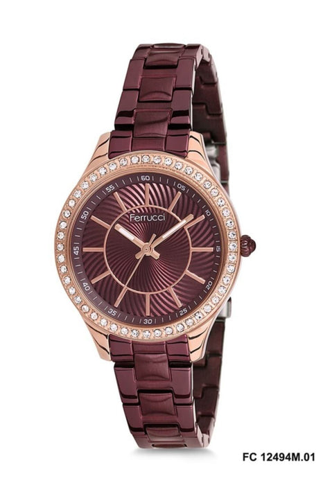 Ferrucci Damen Uhr Edelstahlarmband Braun