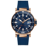 Gc GCY36004G7 Herren Uhr 44 mm – Dunkelblaues Silikonarmband