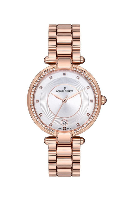 Jacques Philippe Damen Uhr – Edelstahl & Leder Design