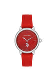 U.S. Polo Assn. Damen Uhr Rot Edelstahl Quarz