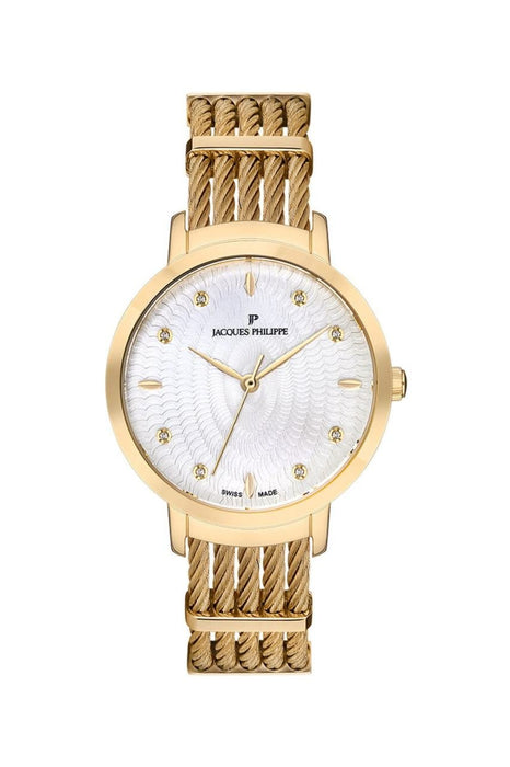 Jacques Philippe Damen Uhr Edelstahl Leder