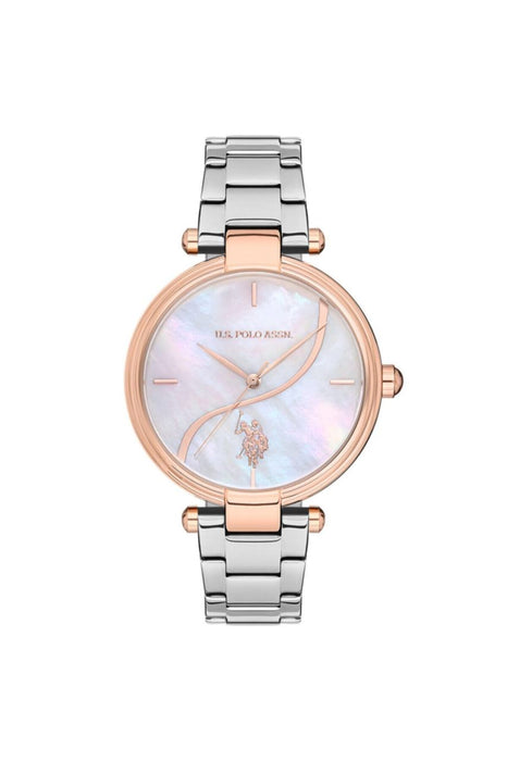 U.S. Polo Assn. Damen Uhr - Edelstahlgehäuse & Lederarmband